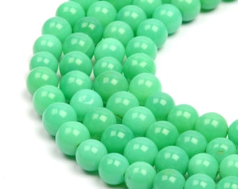 5 MM, 6MM Chrysoprase Gemstone Beads Natural Chrysoprase  Round Shape 8 inch Stand Beads Chrysoprase Drilled Smooth Beads For Jewellery