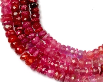 Sapphire Beads Pink Sapphire Gemstone Beads 8 Inch Strand 3-4MM Beads Rondelle Shape Faceted Sapphire Beads Pink Sapphire Jewelry Making