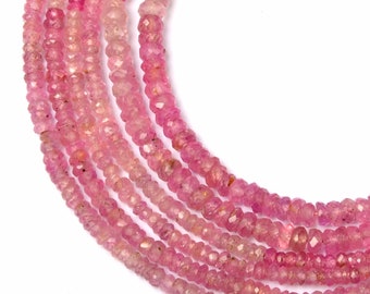 Sapphire Beads Natural Pink Sapphire Gemstone Beads 8 Inch Strand 2 MM Beads Rondelle Shape Faceted Sapphire Beads Pink Sapphire Jewelry