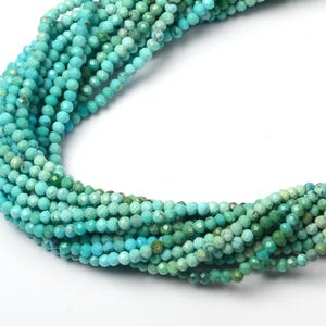 Micro Turquoise Beads: 2mm Faceted Rondelle, 13-inch Strand