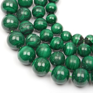 Malachite Beads, 13 Inch Strand, Malachite Gemstone Beads, Smooth Round Shape Beads, For Jewelry making, Malachite Beads Jewelry