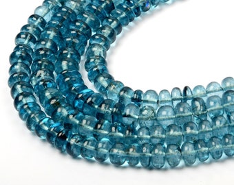 London Blue Topaz Gemstone Beads, London Blue Topaz 8 Inch Strand Coated Blue Topaz Smooth Rondelle Shape Beads Jewellery Gifted