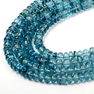London Blue Topaz Gemstone Beads, London Blue Topaz 8 Inch Strand Coated Blue Topaz Smooth Rondelle Shape Beads Jewellery Gifted