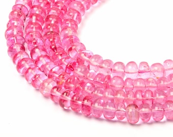 AA Pink Topaz Gemstone Beads Pink Coted Topaz 8 Inch Strand Beads Natural Pink Topaz Smooth Rondelle Shape Gemstone Beads Valantaeday Gifted