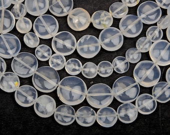 Girasol Quartz Gemstone Beads 8 Inch Strand 8MM, 10MM, 11MM, 12MM Beads Girasol Quartz Coin Shape Smooth Beads Jewelry Making Quartz