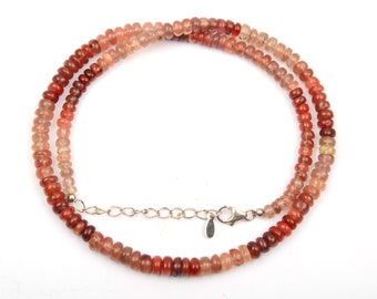 Collier de labradorite andésine en pierres précieuses naturelles, perles rondelles lisses, taille de perles de 4 à 6 mm, collier de perles andésine avec serrure en argent 925