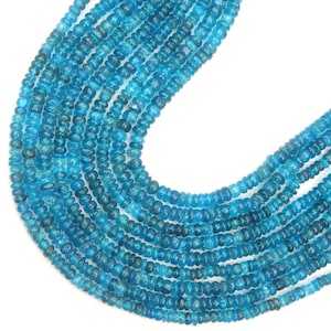 apatite beads, rondelle beads, drilled beads, AAA+ natural neon apatite beads | 13 inch strand 4-5 mm beads, apatite jewelry making beads