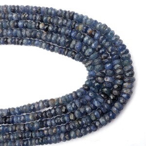 Blue sapphire beads, faceted beads, rondelle beads, drilled beads, natural sapphire beads, size 4-6 MM 16 inch strand, gemstone beads