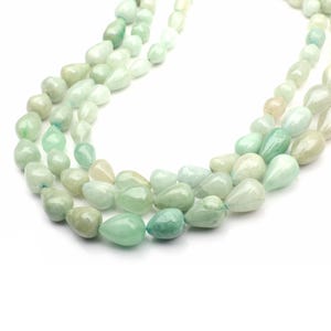 Green Jade Beads, 8 inch beads, Drop beads, Natural Green Jade beads, drilled beads, Gemstone beads For Jewelry, Jewelry Making Beads