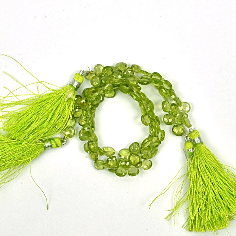 Natural Peridot Faceted Beads Peridot Heart Shape Beads Handmade Drilled Peridot 8 inch Full Strand Beads Size 6 MM For Jewelry