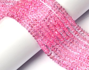 Pink Topaz Rondelle Beads: AAA Quality, 5-6mm, 8 Inch Strand