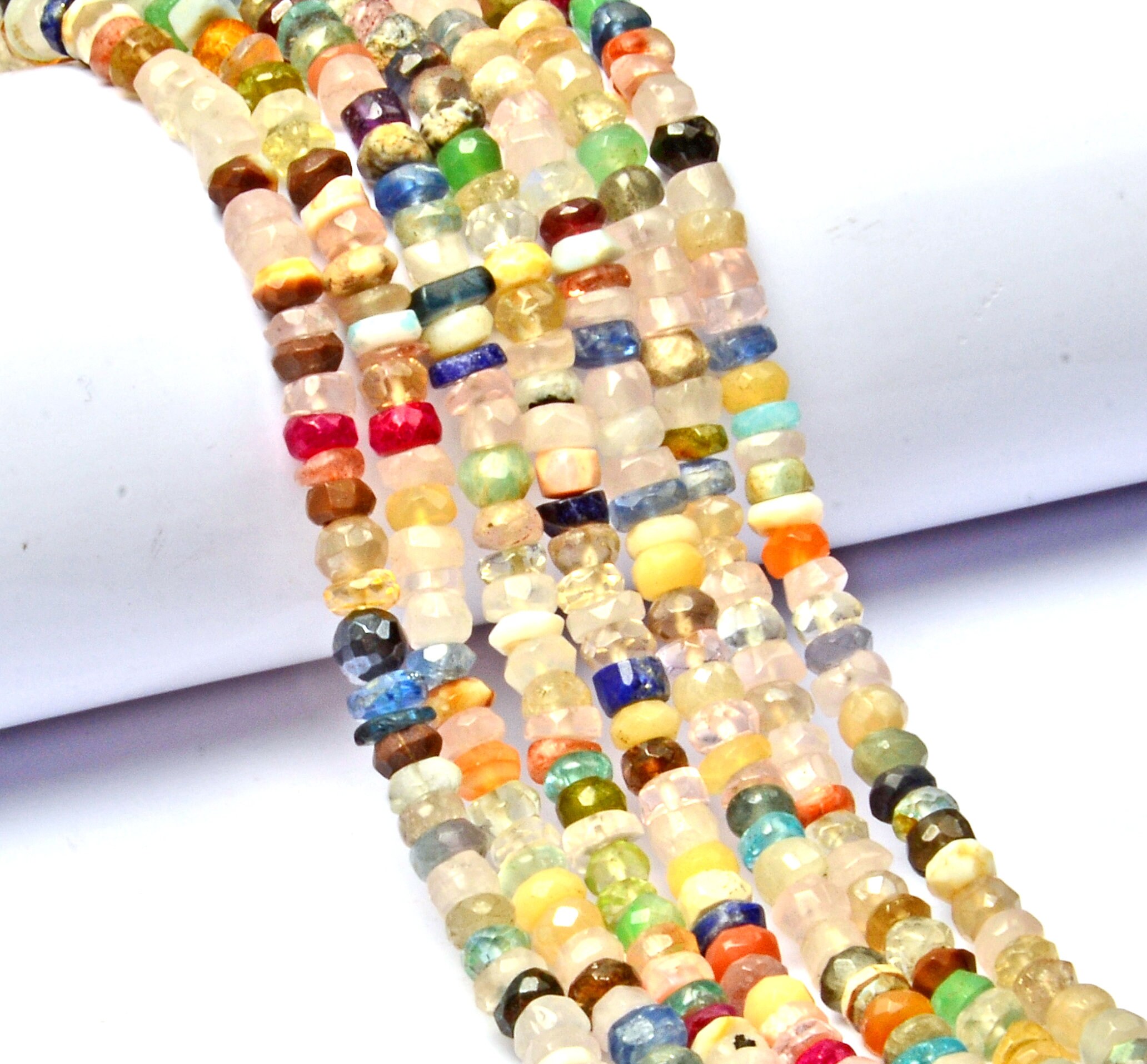 3MM Natural Multi Gemstone Beads Faceted Beads Rondelle Beads Etsy
