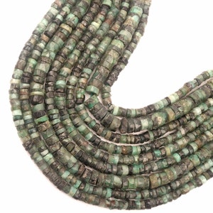 Emerald Beads, 13 Inch Strand Beads, Faceted Beads, Wheel Shape Beads, Natural Emerald Beads, Drilled beads, beads necklace, For Jewelry