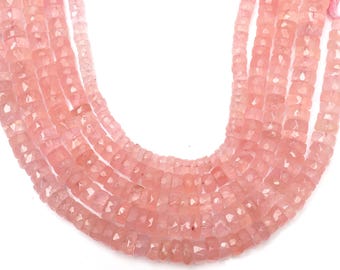 Faceted Rose Quartz Beads: 13-inch AAA Gemstone Wheel Strand