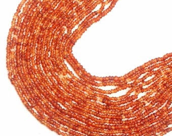 Hessonite Garnet Beads, Faceted Beads, Rondelle Beads, Drilled Beads, Natural Hessonite Garnet Beads, Size 3-4 MM 13 inch Strand beads