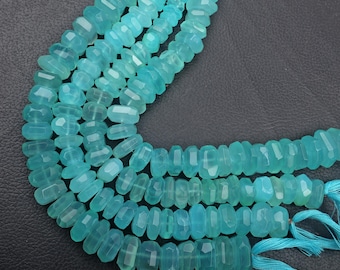 Aqua chalcedony Beads, Gemstone Beads, Tumble Beads, chalcedony Beads, 8 inch Beads strand, Drilled Beads, Faceted Beads