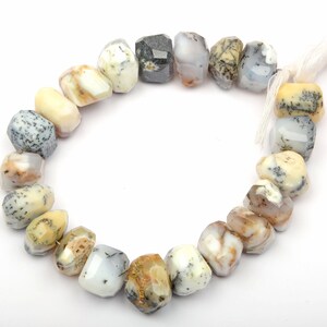 Koraliki z bryłek opalu dendrytowego: fasetowana biżuteria z kamieni szlachetnych (8 cali, 13-14 mm)
