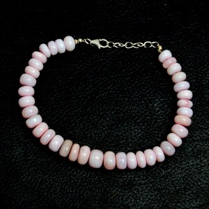 Pink Opal Bracelet, Natural Pink Opal Bracelet, 7-9 MM 8 Inch Strand Beads, Smooth Beads, Rondelle Beads, Handmade Beads Bracelet