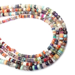 Multi Beads, Rondelle Beads, 4-5 MM 16 inch strand, Drilled beads, Natural multi stone Beads, Faceted beads, handmade beads, jewelry making
