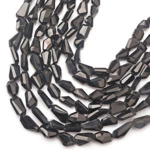 Black Spinel beads, tumble beads, drilled beads, natural black spinel beads, handmade beads, faceted beads, size 8 inch strand, crafty beads