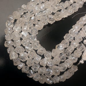 crystal quartz beads, natural crystal quartz beads, gemstone beads, 8 inch strand beads 10-12 mm beads, rough beads, drilled beads