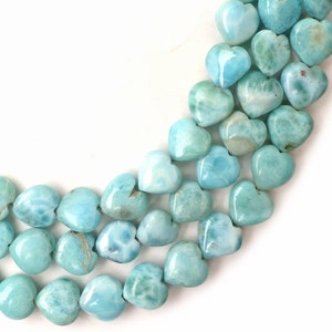 Larimar Perlen | Gebohrte Perlen | Natürliche Larimar Perlen | 8-Zoll-Stand 9-10 MM Perlen | Glatte Perlen | Herz Perlen | Handgefertigte Glasperlen | Grosshandel