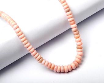 Halsband med rosa opalpärlor, choker med rosa ädelstenar, minimalistiska smycken i 925 silver med lås i rondellpärlor