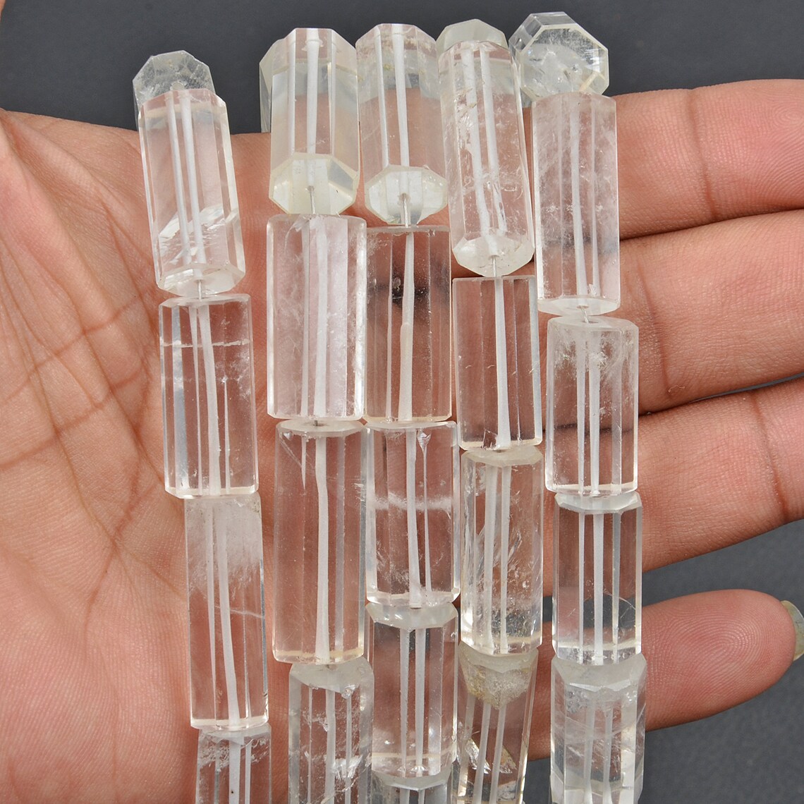 Crystal Gemstone Tube Shape Beads Drilled Beads 8 Inch Strand Etsy