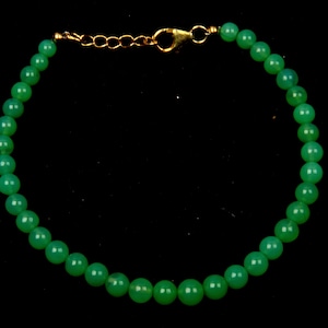 Chrysoprase bracelet, smooth beads, round beads, semi precious beads, 925 silver bracelet, handmade bracelet, 8 inch strand 4-6 mm beads