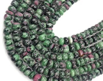 Cuentas redondas de zoisita rubí: joyería con piedras preciosas lisas, 33 cm