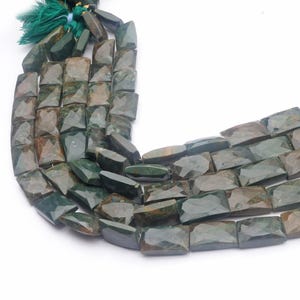 Green Jasper Beads, Rectangle Beads, 10X13-11X17 MM 8 inch Beads, Drilled Beads, Jasper Beads, Faceted Beads, Jewelry Making Beads