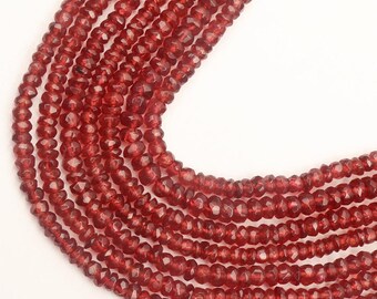 Natural Garnet Beads Faceted Rondelle Gemstone Beads 13-inch Strand For Jewelry