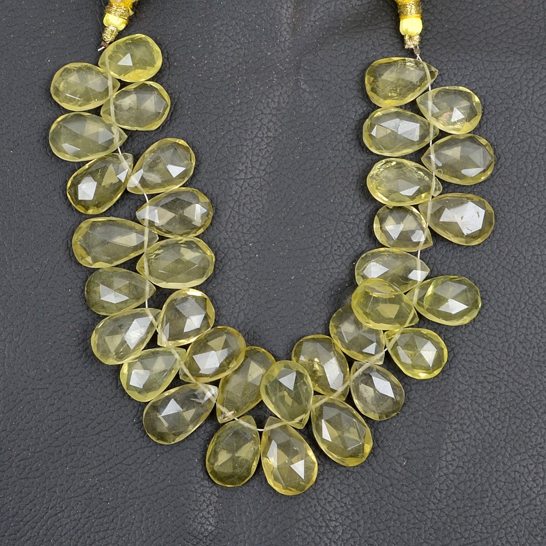 30 Pieces Lemon Quartz Gemstone Beads, Pear Shape Beads, Quartz Beads 8 Inch 11x1511x20mm Beads