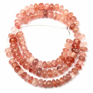 Natural Strawberry Quartz Gemstone Beads Smooth Beads Rondelle Beads Drilled Strawberry Quartz Beads 18 Inch Strand 7-8 MM Beads For Jewelry