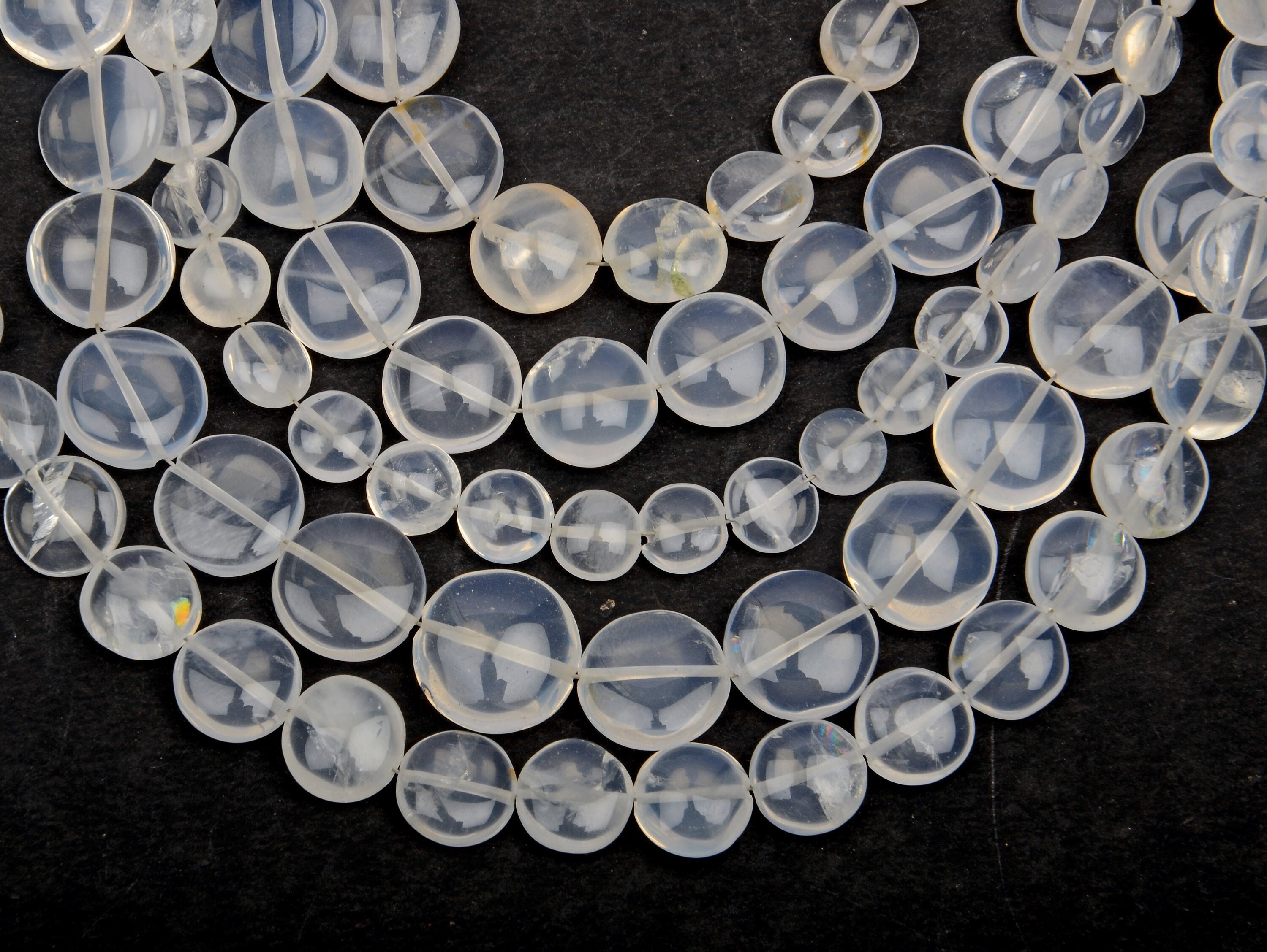 Girasol Quartz Coin Beads: Smooth Gemstone Strand for Jewelry Making - Etsy