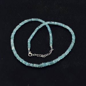 Aquamarine Necklace, Faceted beads, Blue Aquamarine Necklace, Rondelle Beads Necklace, 4-6 mm Beads, Natural  Aquamarine Necklace