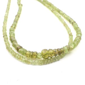 Peridot Beads, Faceted Beads, 16 inch Strand 3-4 MM Beads, Natural Peridot Beads, Jewelry Beads, Rondelle Beads, Drilled Beads