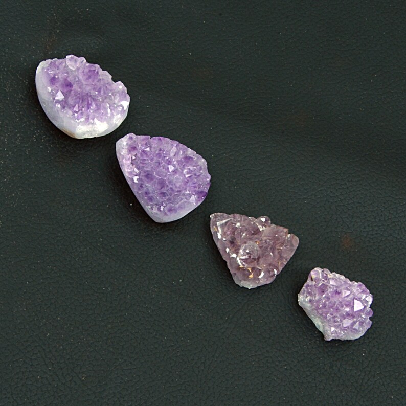 Amethyst Druzy gemstone Fancy Shape Druzy Drilled Gemstone 19X25-26X33 MM Fine Amethyst Loose Gemstone for jewelry 4 Pieces