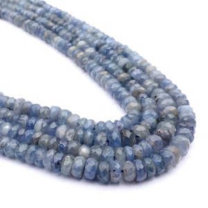 Blue sapphire beads, faceted beads, rondelle beads, drilled beads, natural sapphire beads, size 4-6 MM 16 inch strand, Handmade Beads