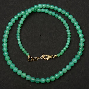 Chrysoprase Necklace, 20 Inch Necklace, Green Chrysoprase Beads, 925 Silver lobster lock, Gold Plated Necklace, Handmade Necklace Jewelry
