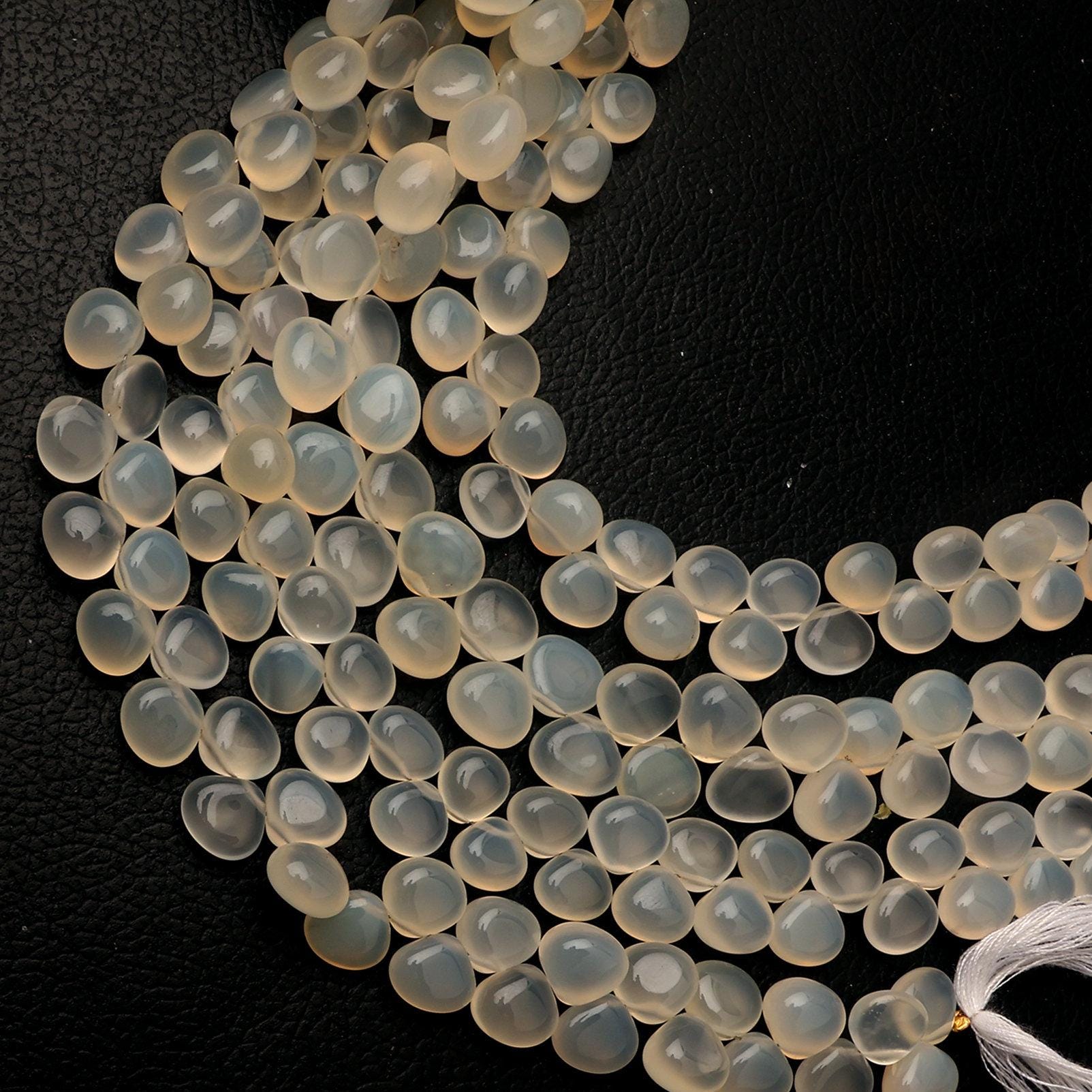 Chalcedony Beads, Natural Gemstone Beads, 8 Inch Strand, Smooth Beads, Heart Shape Beads, Wholesale Beads, Jewelry Making, Handmade Beads