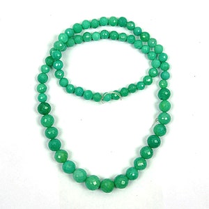 Chrysoprase Necklace, Natural Chrysoprase Beads, Handmade Necklace, Faceted Beads, Drilled Beads, Round Beads, 18 inch 6-8 MM Beads