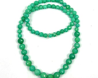 Chrysoprase Necklace | Natural Chrysoprase Beads | Handmade Necklace | Faceted Beads |  Drilled Beads | Round Beads | 18 inch 6-9 MM Beads