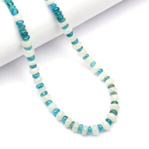 Natural Apatite And Moonstone Gemstone Beads, Rondelle Shape Smooth Beads, 18 Inch Strand 5-6 MM Beads, Jewelry Making Beads, Gifted Beads