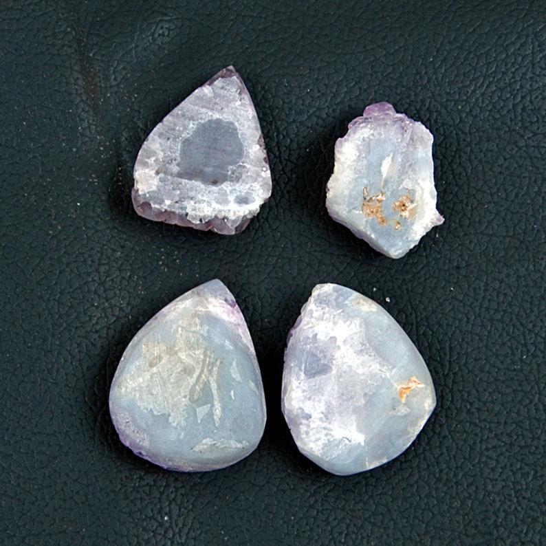 Amethyst Druzy gemstone Fancy Shape Druzy Drilled Gemstone 19X25-26X33 MM Fine Amethyst Loose Gemstone for jewelry 4 Pieces