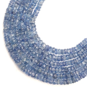 Cuentas de cianita, cuentas con forma de rondelle, cuentas perforadas, cuentas de cianita natural AAA+, cuentas de 4-6 mm, cuentas al por mayor, cuentas para hacer joyas