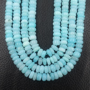 Peru Opal beads, Gemstone beads, Smooth beads, Rondelle beads, Drilled beads, 6 mm 16 inch Strand, Blue Opal Beads, handmade beads jewelry