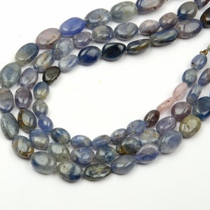 Natural Blue Sapphire Beads, 8 Inch Strand 6x8-8x12 MM Beads, Sapphire Beads, Smooth Oval Shape Beads, Wholesale Beads, Drilled Beads