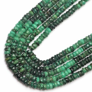 emerald beads, natural emerald beads, rondelle beads, size 6 mm 13 inch strand beads, drilled beads, faceted beads, handmade beads