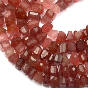 strawberry quartz Gemstone Rough Beads uneven Shape 8 Inch Strand Beads strawberry quartz Beads Drilled quartz faceted beads Size 10-14 MM
